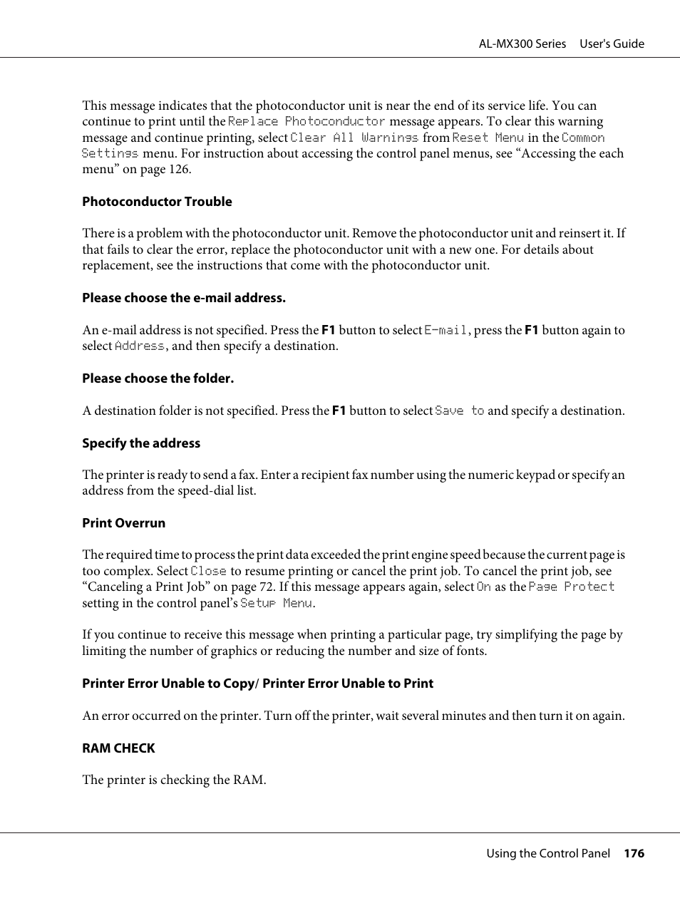 Epson WorkForce AL-MX300DN User Manual | Page 176 / 287