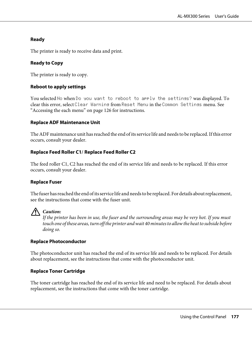 Epson WorkForce AL-MX300DN User Manual | Page 177 / 287