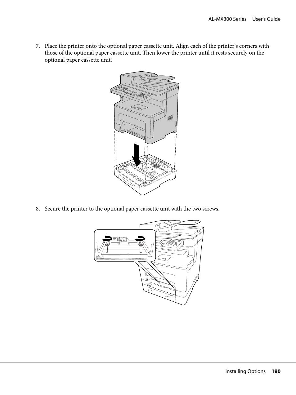 Epson WorkForce AL-MX300DN User Manual | Page 190 / 287