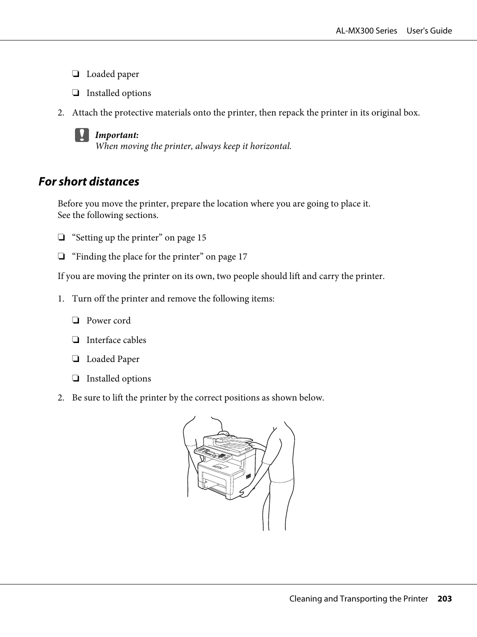 For short distances | Epson WorkForce AL-MX300DN User Manual | Page 203 / 287