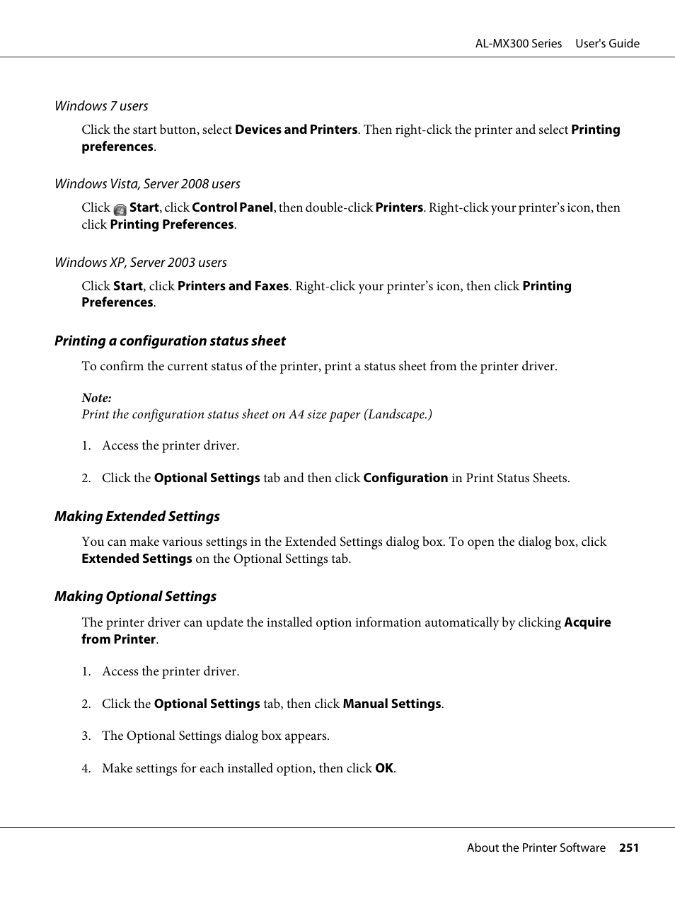 Epson WorkForce AL-MX300DN User Manual | Page 251 / 287