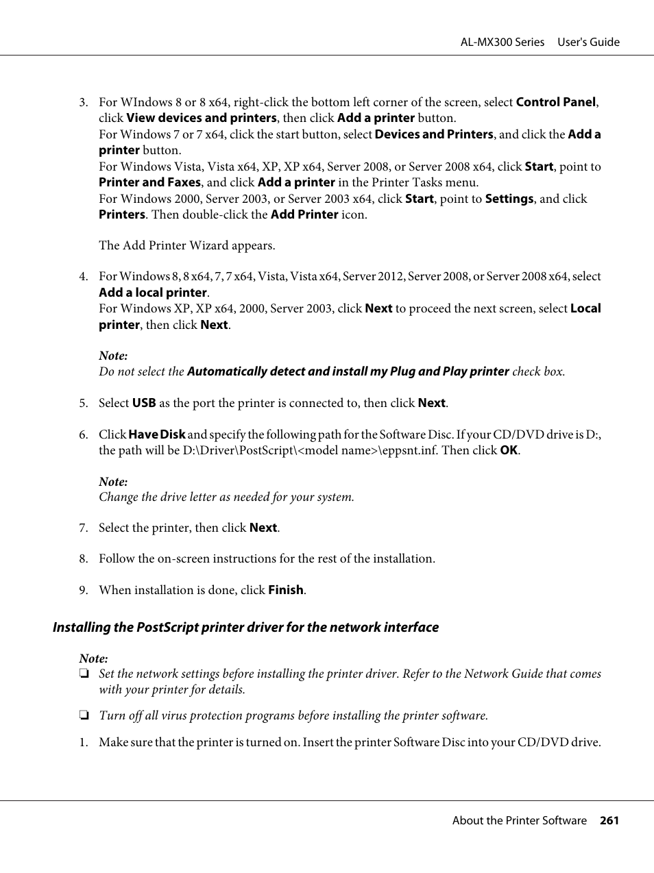 Epson WorkForce AL-MX300DN User Manual | Page 261 / 287