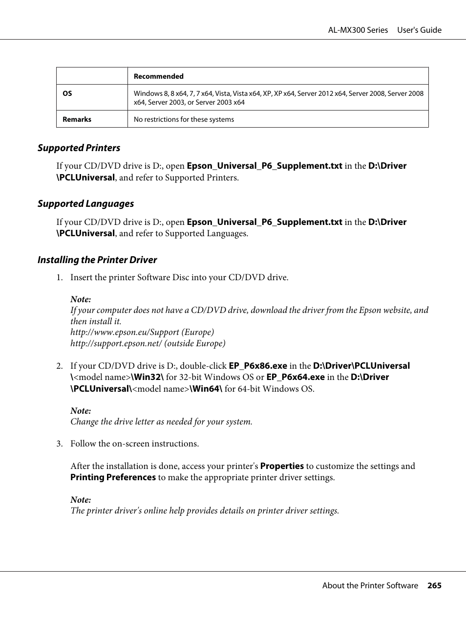 Epson WorkForce AL-MX300DN User Manual | Page 265 / 287