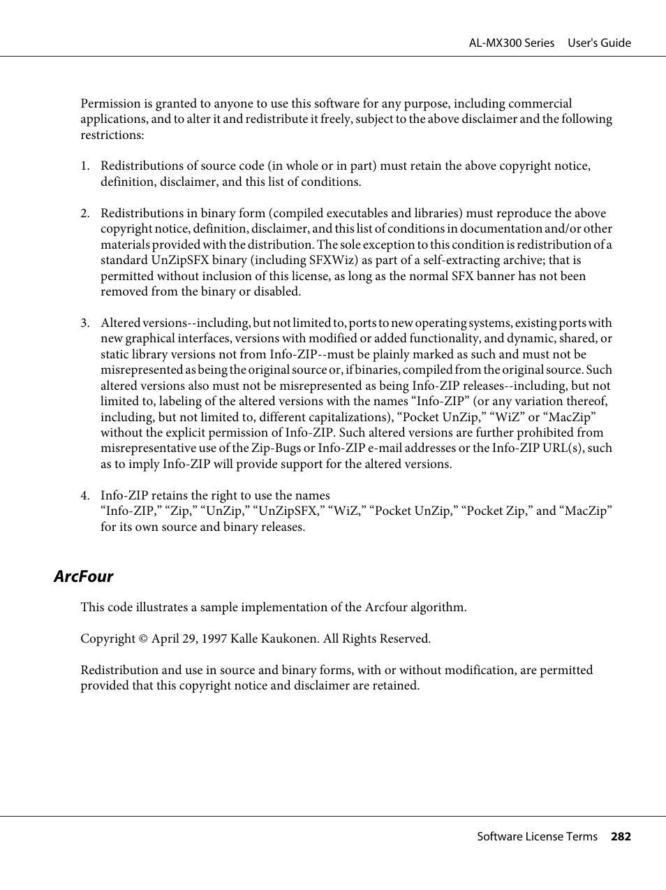 Arcfour | Epson WorkForce AL-MX300DN User Manual | Page 282 / 287