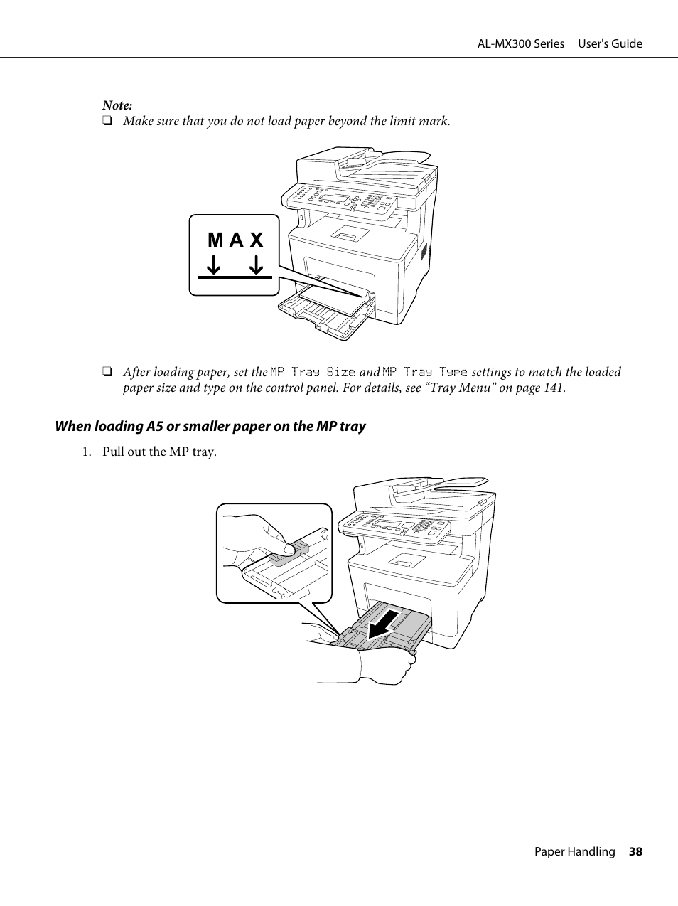 Epson WorkForce AL-MX300DN User Manual | Page 38 / 287