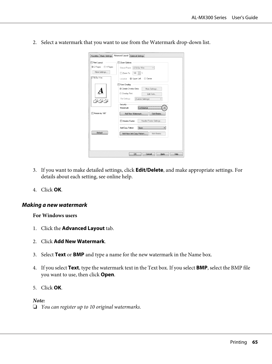 Epson WorkForce AL-MX300DN User Manual | Page 65 / 287