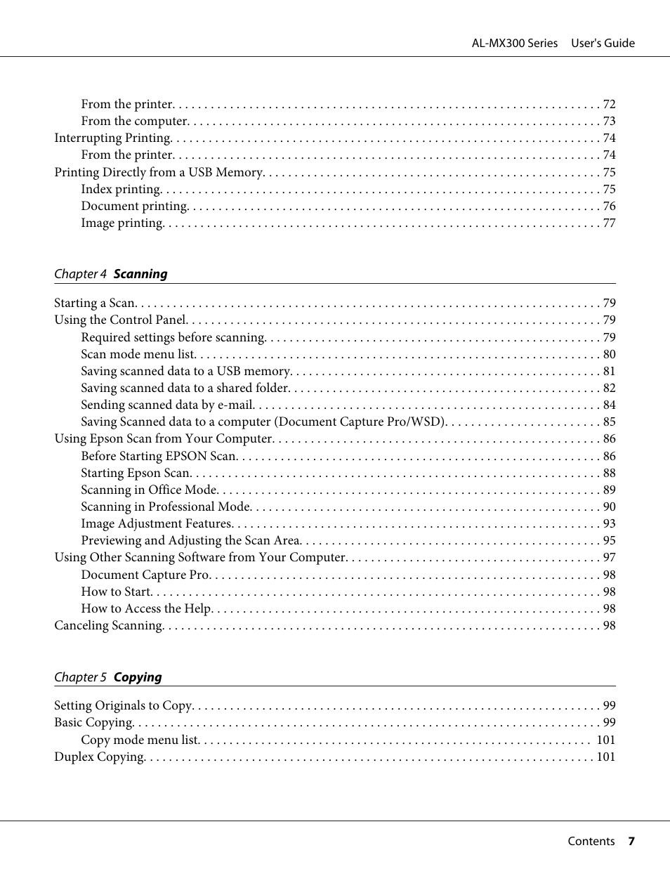 Epson WorkForce AL-MX300DN User Manual | Page 7 / 287