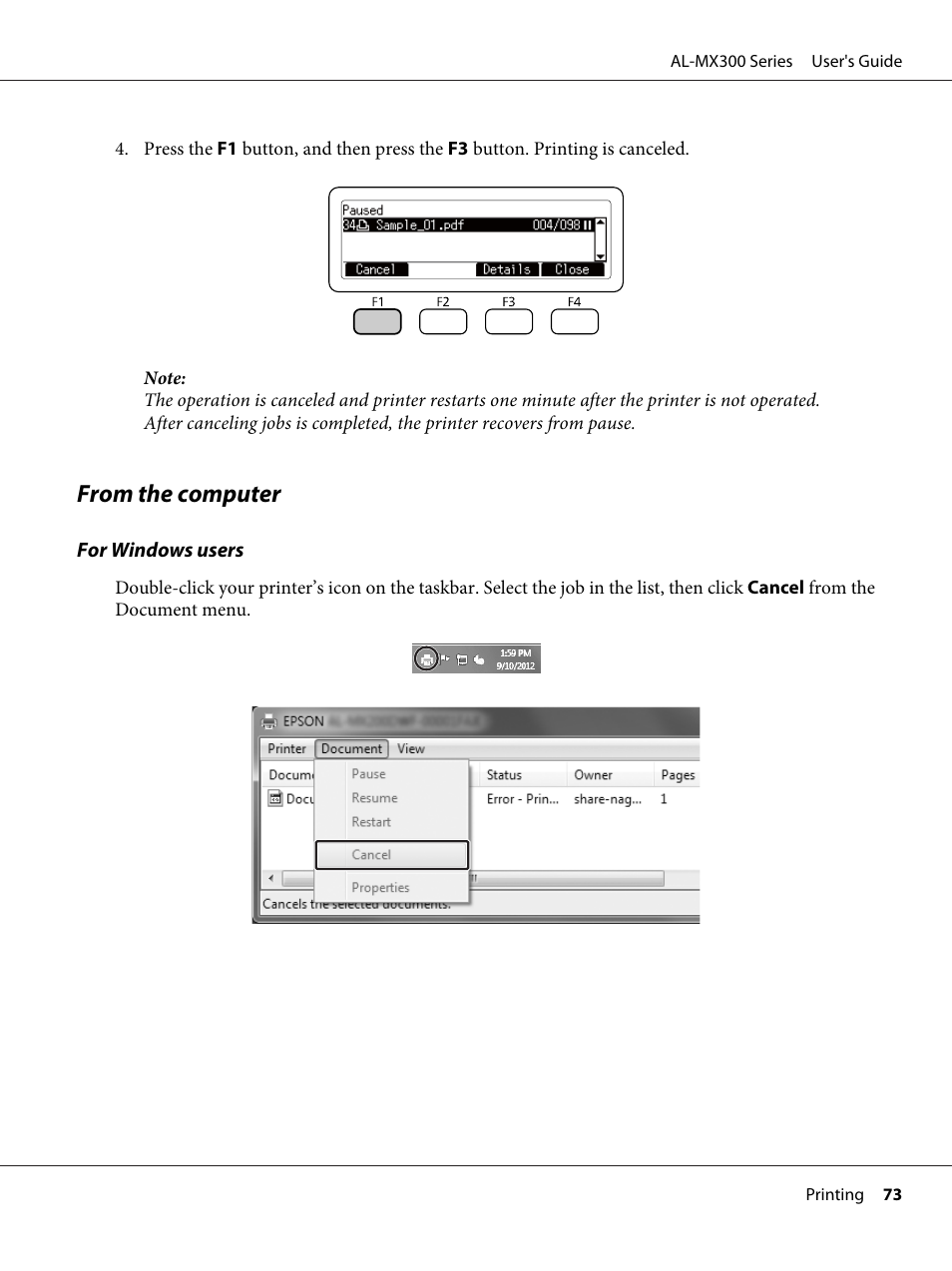 From the computer | Epson WorkForce AL-MX300DN User Manual | Page 73 / 287