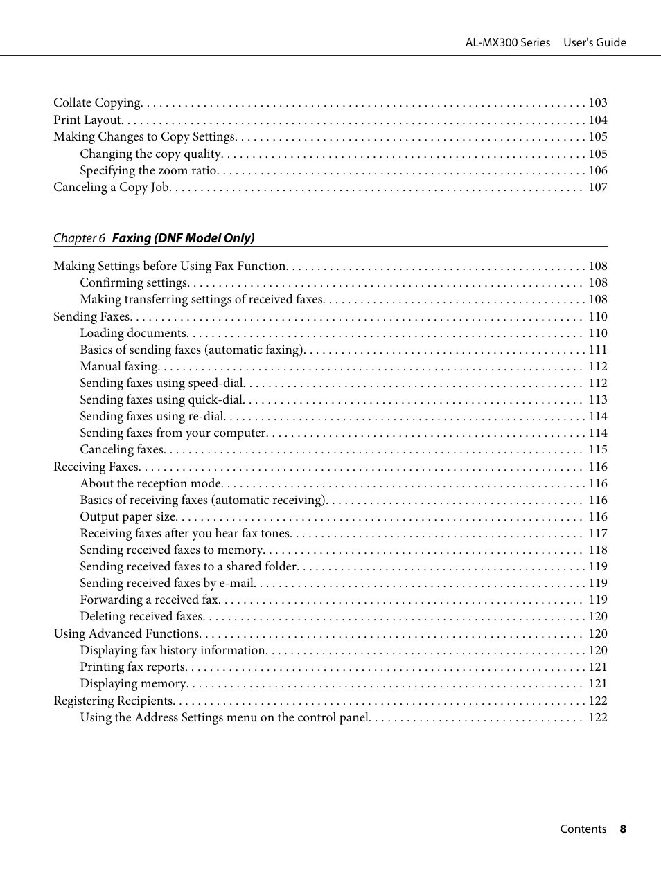 Epson WorkForce AL-MX300DN User Manual | Page 8 / 287