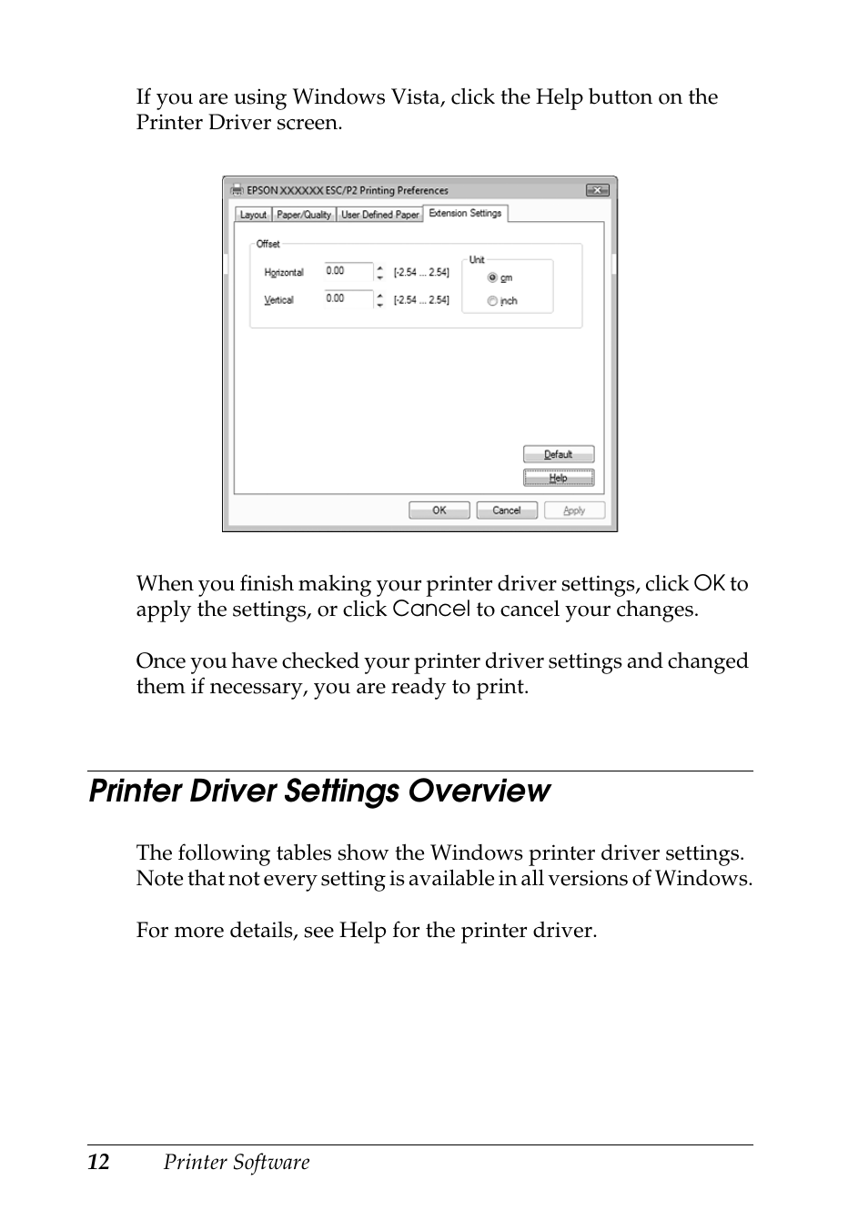 Printer driver settings overview | Epson DFX-9000 User Manual | Page 12 / 48