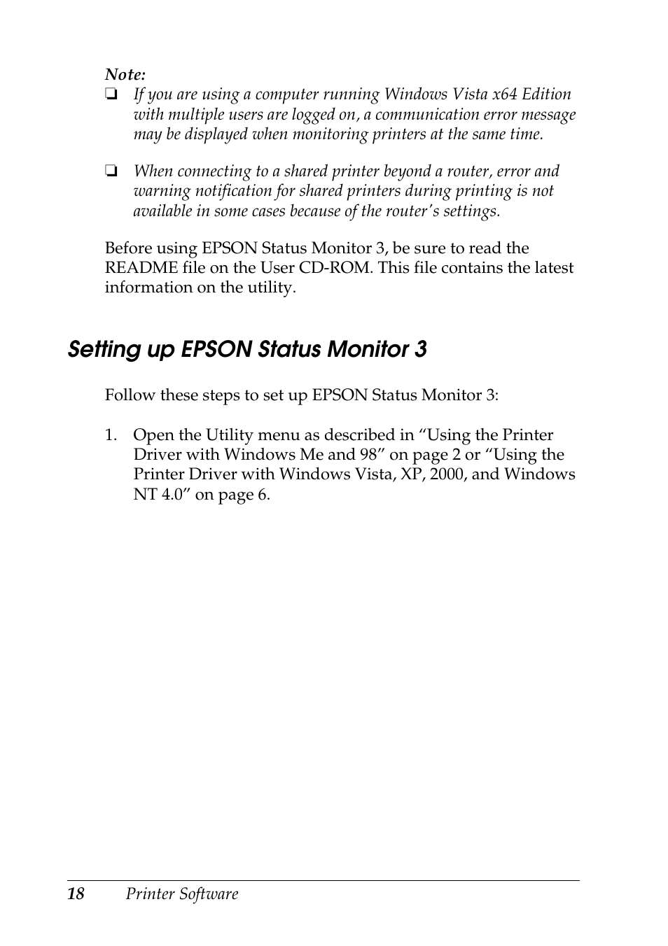 Setting up epson status monitor 3 | Epson DFX-9000 User Manual | Page 18 / 48