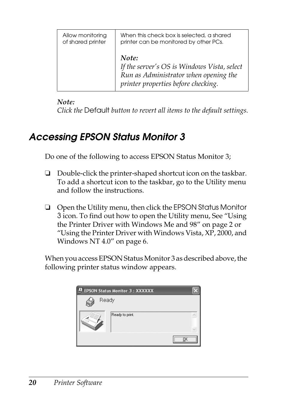 Accessing epson status monitor 3 | Epson DFX-9000 User Manual | Page 20 / 48