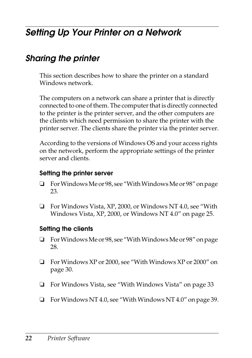 Setting up your printer on a network, Sharing the printer | Epson DFX-9000 User Manual | Page 22 / 48