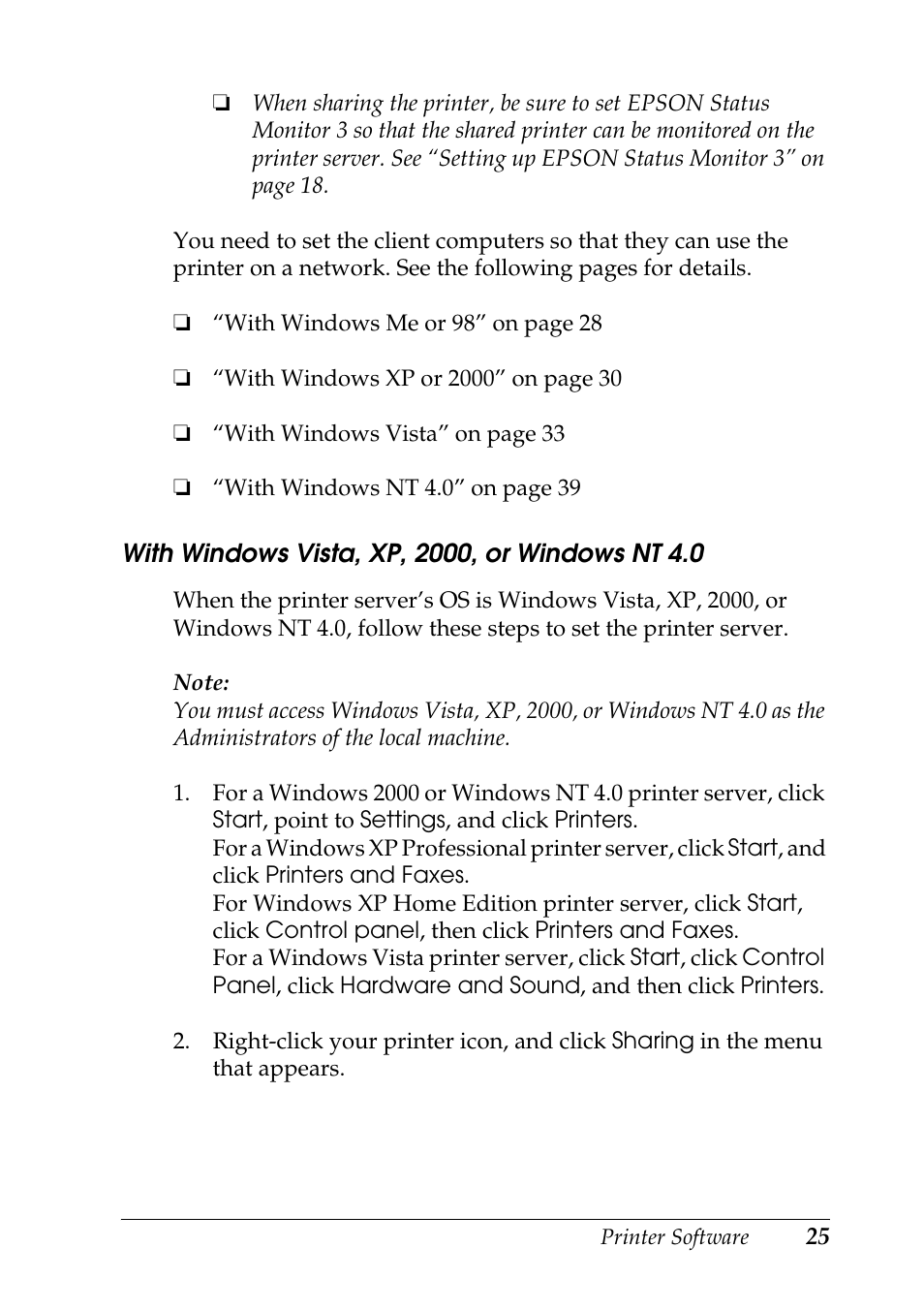 With windows vista, xp, 2000, or windows nt 4.0, 0, see “with | Epson DFX-9000 User Manual | Page 25 / 48