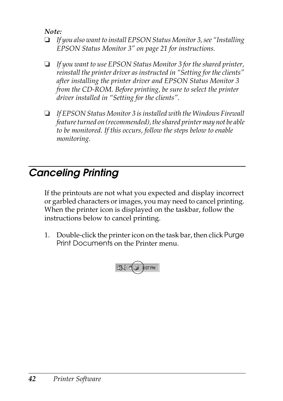 Canceling printing | Epson DFX-9000 User Manual | Page 42 / 48