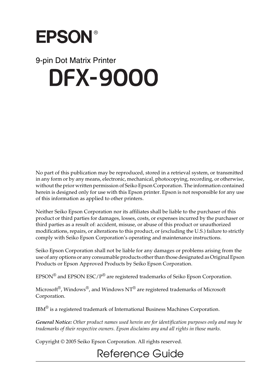 Epson DFX-9000 User Manual | 198 pages