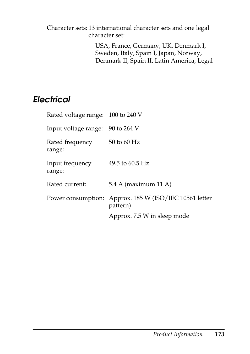 Electrical | Epson DFX-9000 User Manual | Page 173 / 198