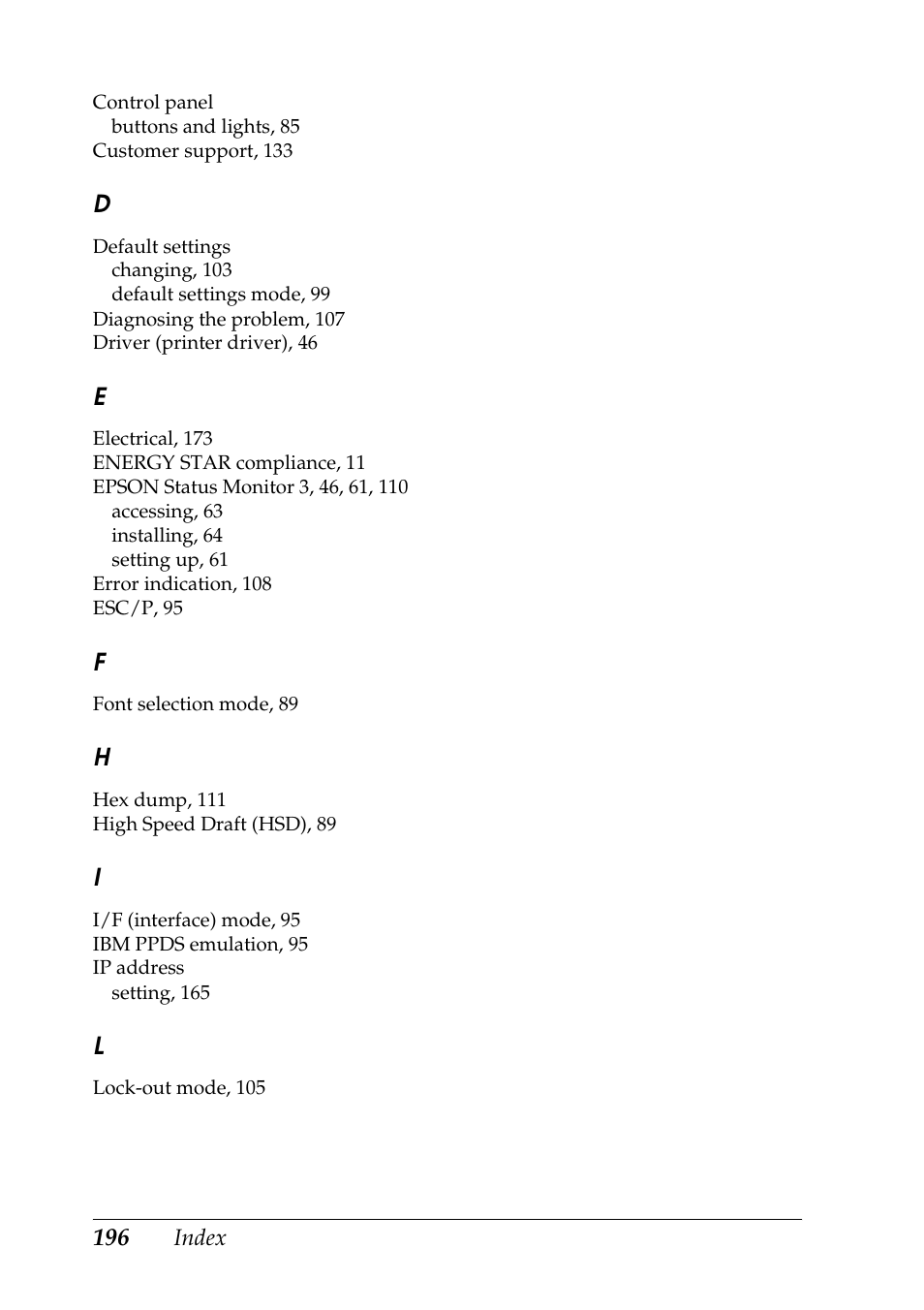 Epson DFX-9000 User Manual | Page 196 / 198