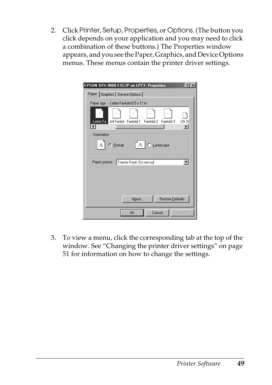 Epson DFX-9000 User Manual | Page 49 / 198