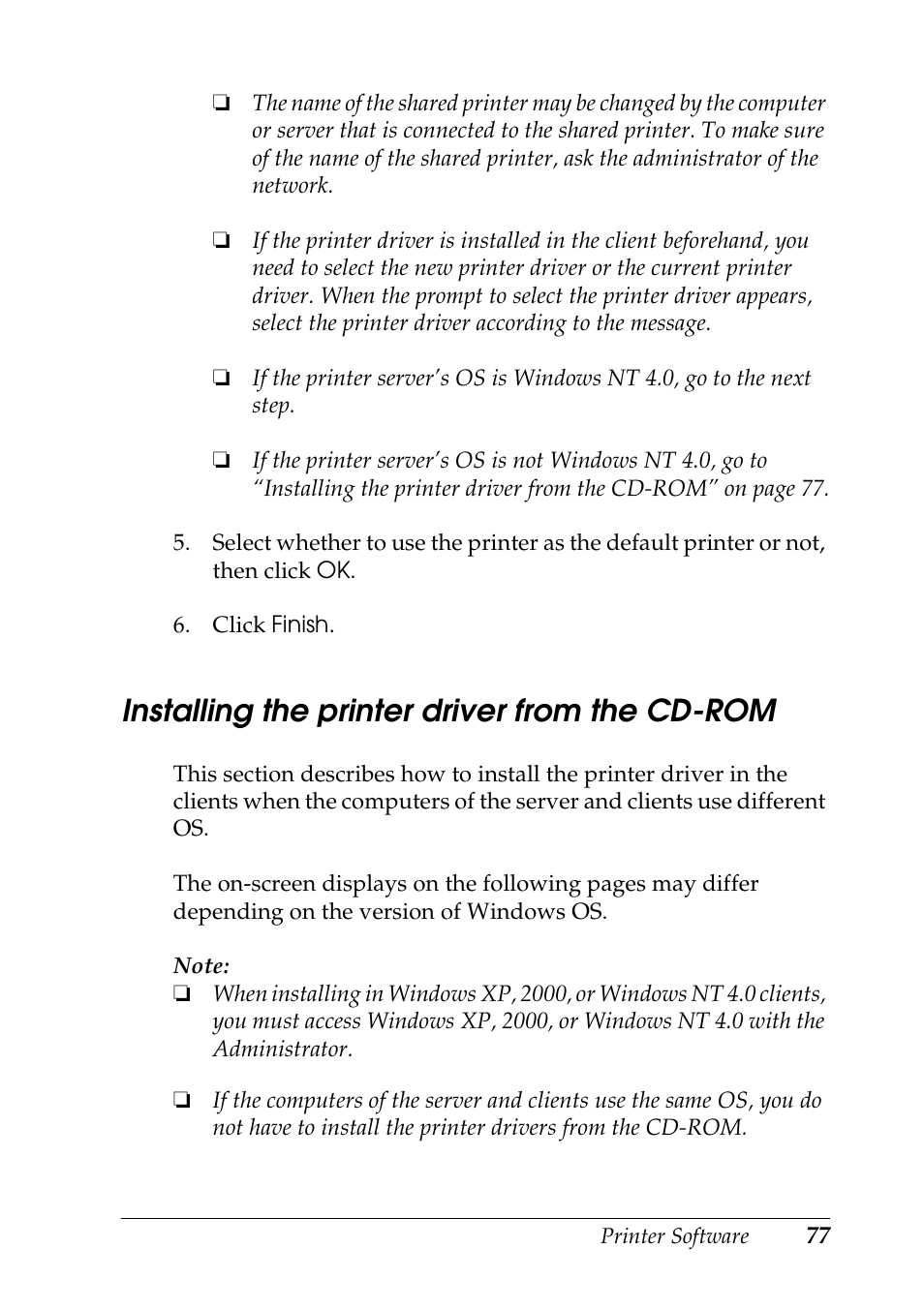 Installing the printer driver from the cd-rom | Epson DFX-9000 User Manual | Page 77 / 198