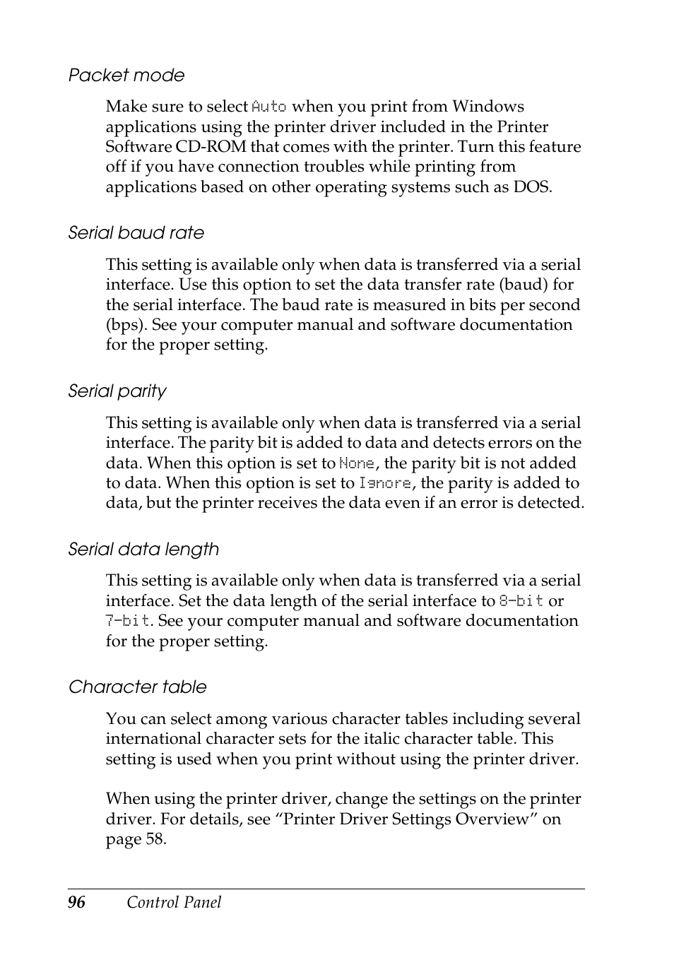 Epson DFX-9000 User Manual | Page 96 / 198