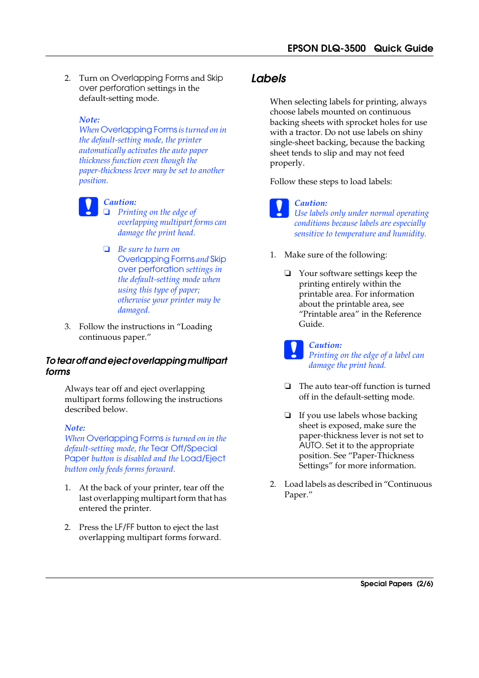Labels | Epson DLQ-3500 User Manual | Page 21 / 31