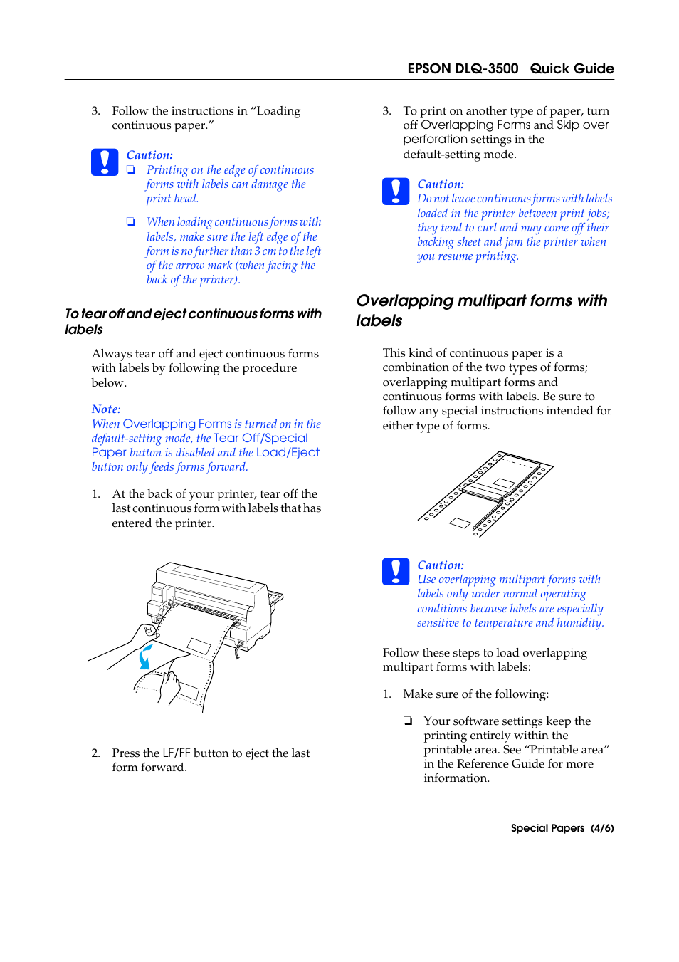 Overlapping multipart forms with labels | Epson DLQ-3500 User Manual | Page 23 / 31