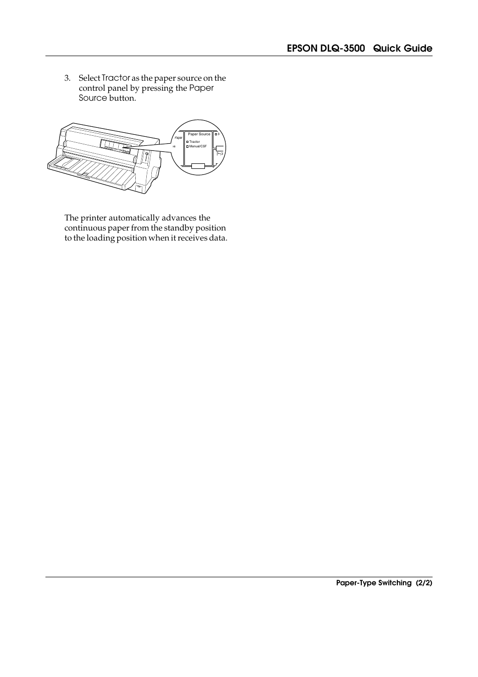 Epson dlq-3500 quick guide, Paper-type switching (2/2) | Epson DLQ-3500 User Manual | Page 27 / 31
