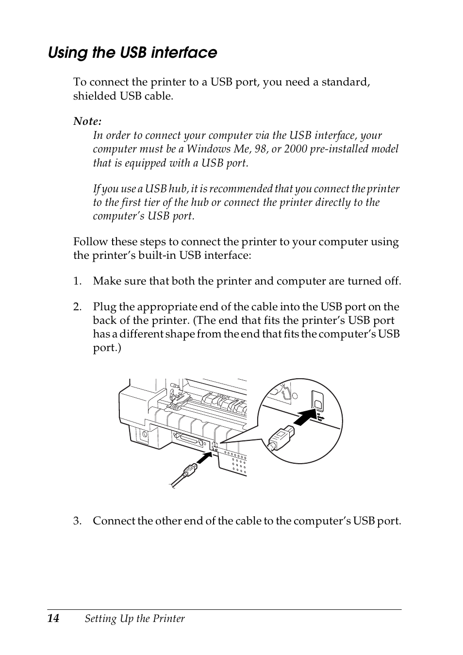 Using the usb interface | Epson DLQ-3500 User Manual | Page 16 / 30