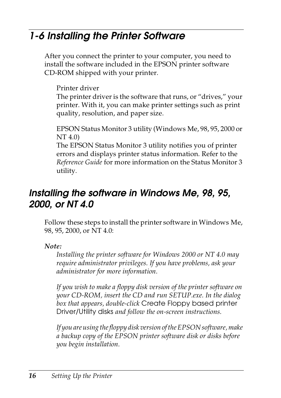 6 installing the printer software | Epson DLQ-3500 User Manual | Page 18 / 30