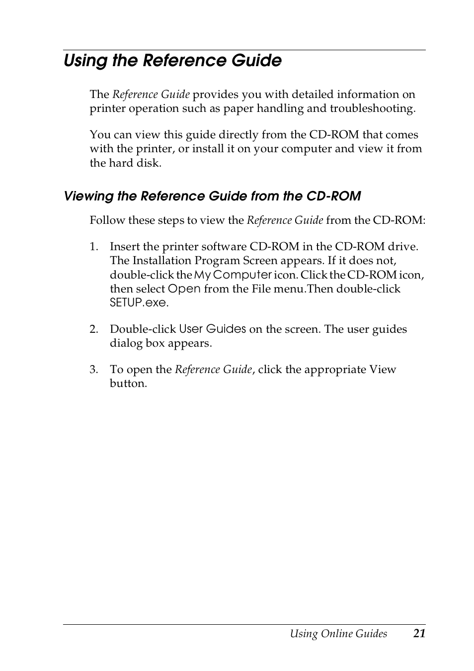 Using the reference guide | Epson DLQ-3500 User Manual | Page 23 / 30