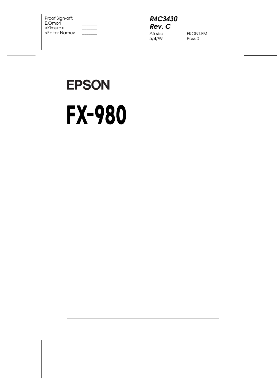 Epson FX-980 User Manual | 233 pages