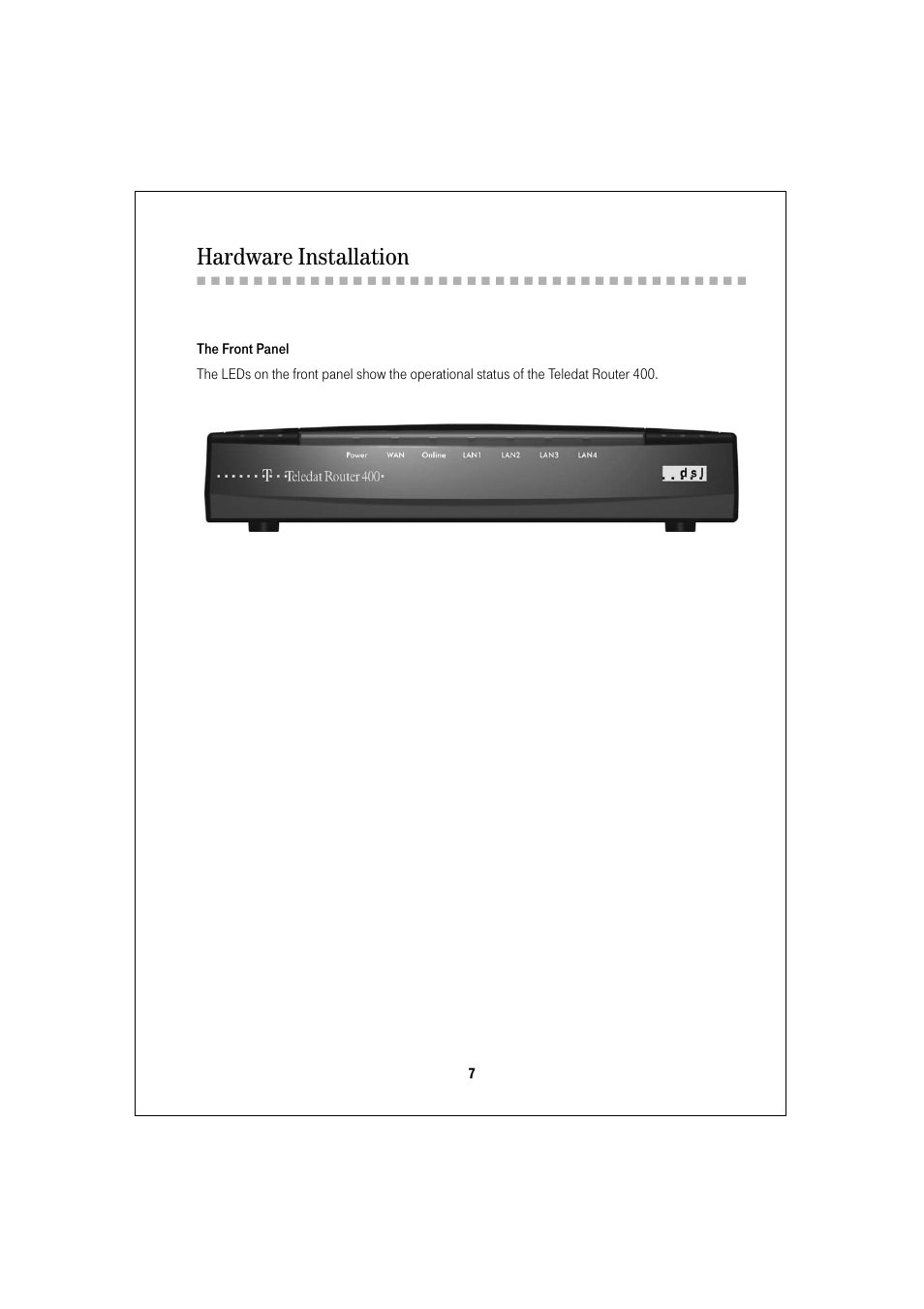 Hardware installation | Deutsche Telekom Teledat 400 User Manual | Page 7 / 24