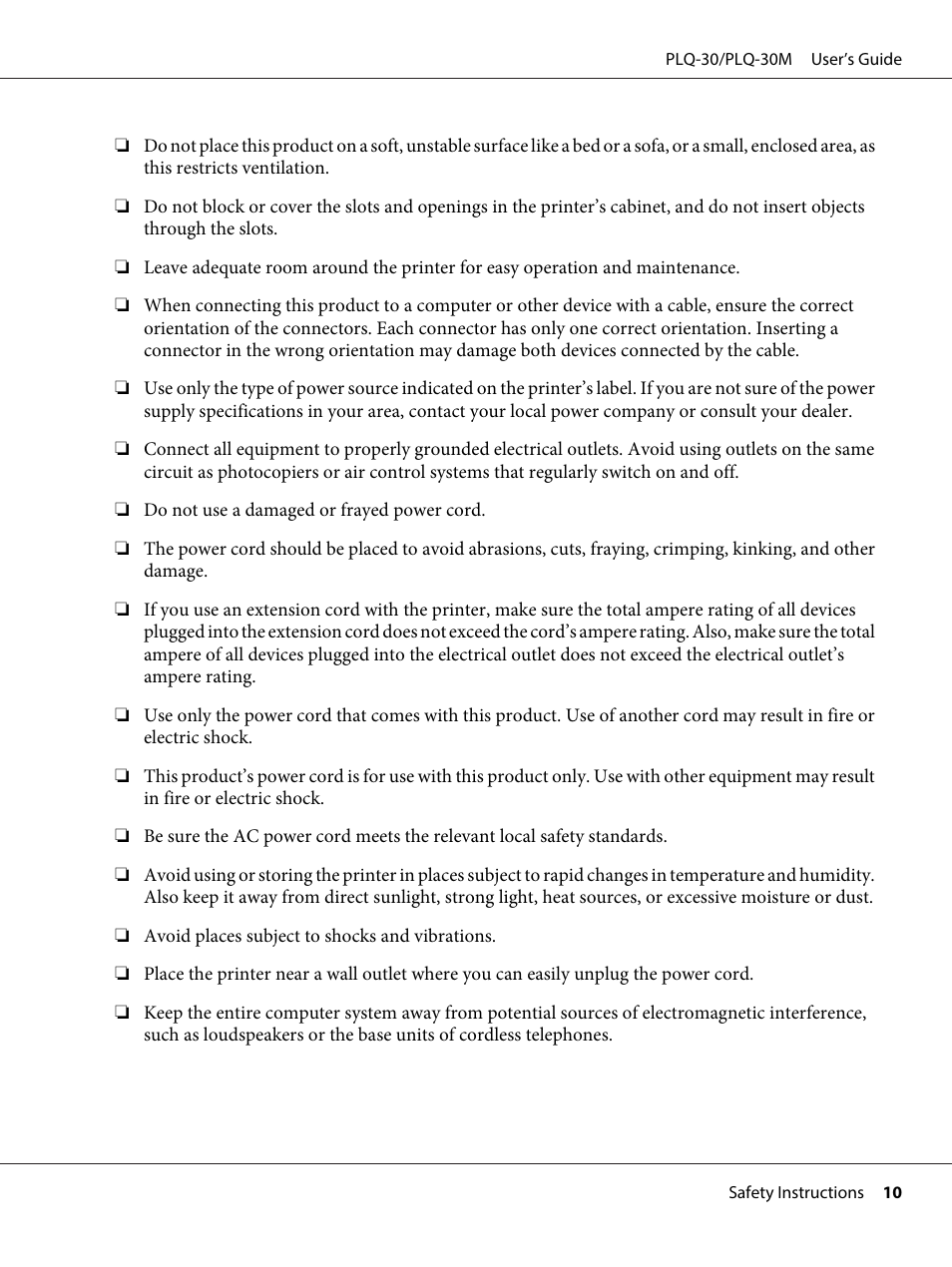Epson PLQ-30 User Manual | Page 10 / 139
