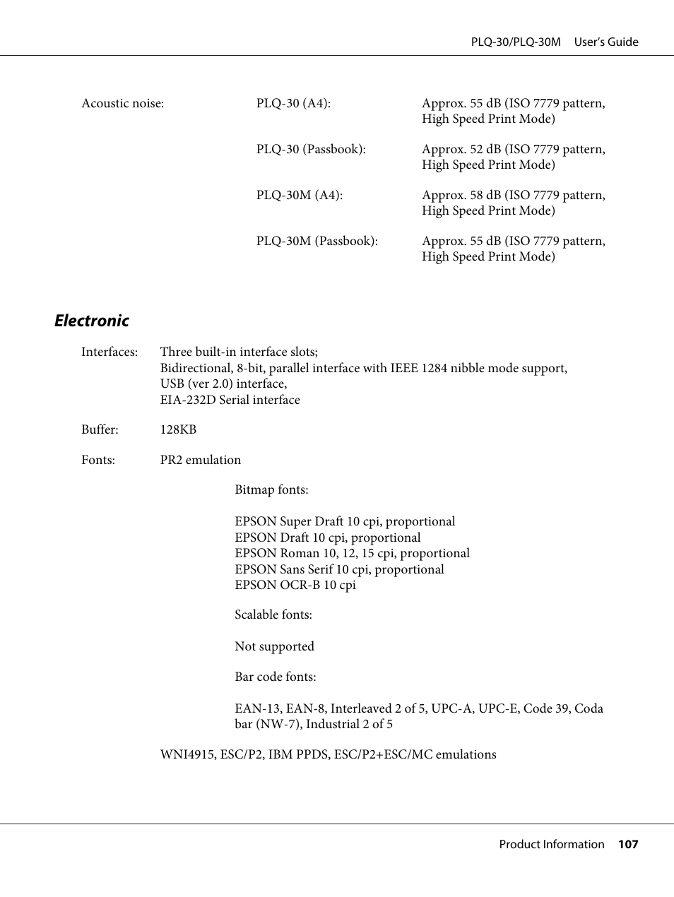 Electronic | Epson PLQ-30 User Manual | Page 107 / 139