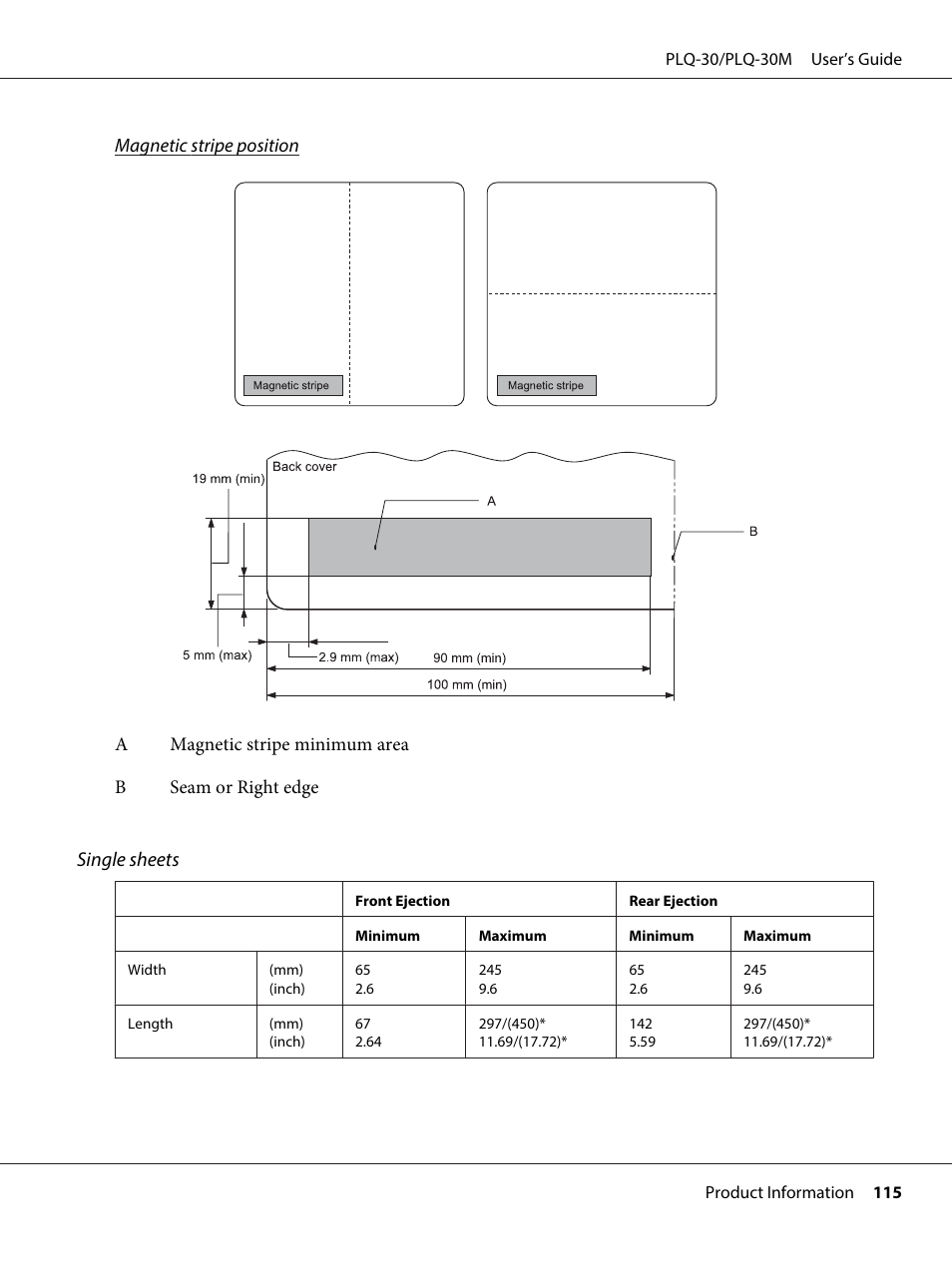 Single sheets | Epson PLQ-30 User Manual | Page 115 / 139