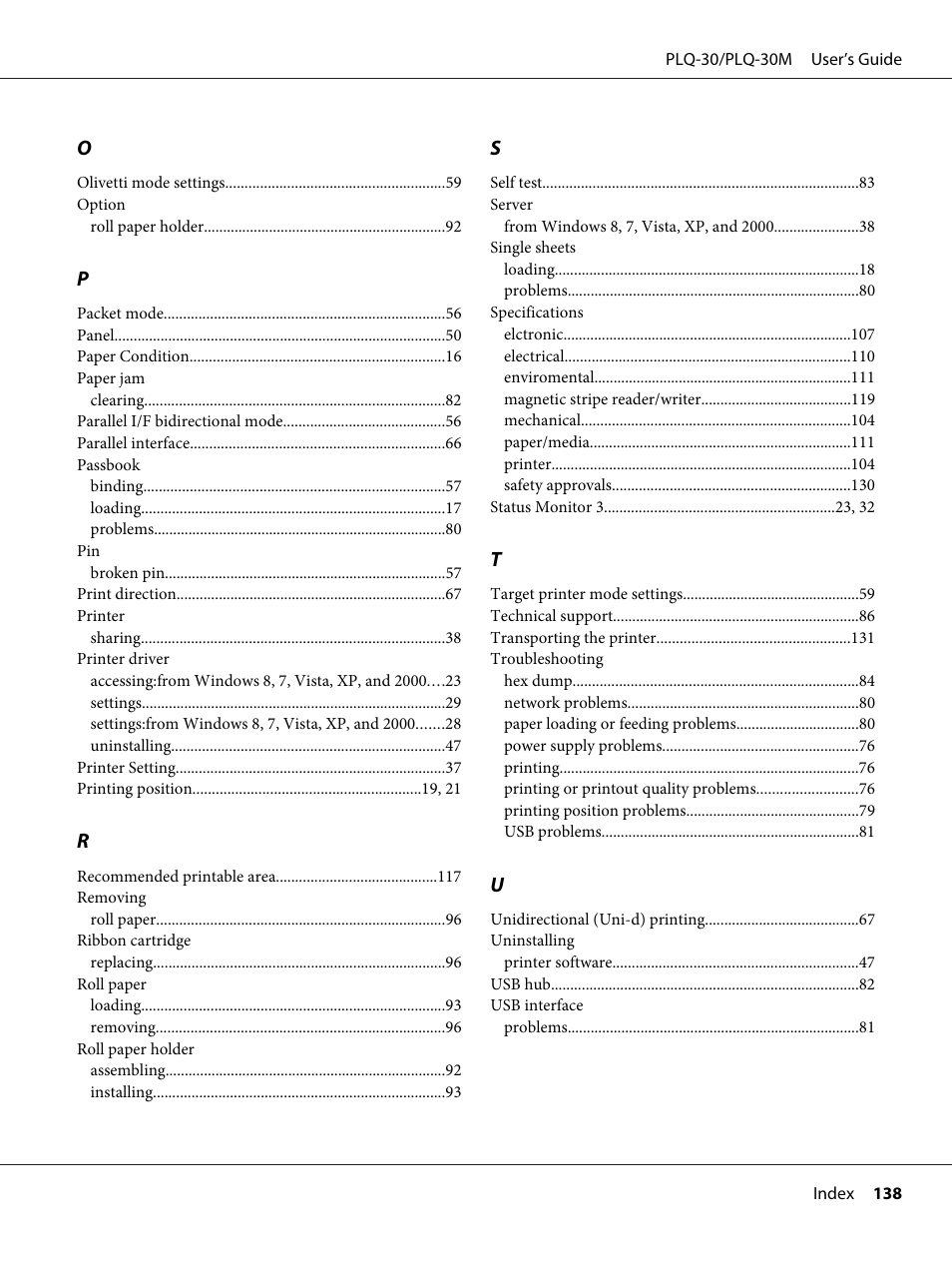 Epson PLQ-30 User Manual | Page 138 / 139