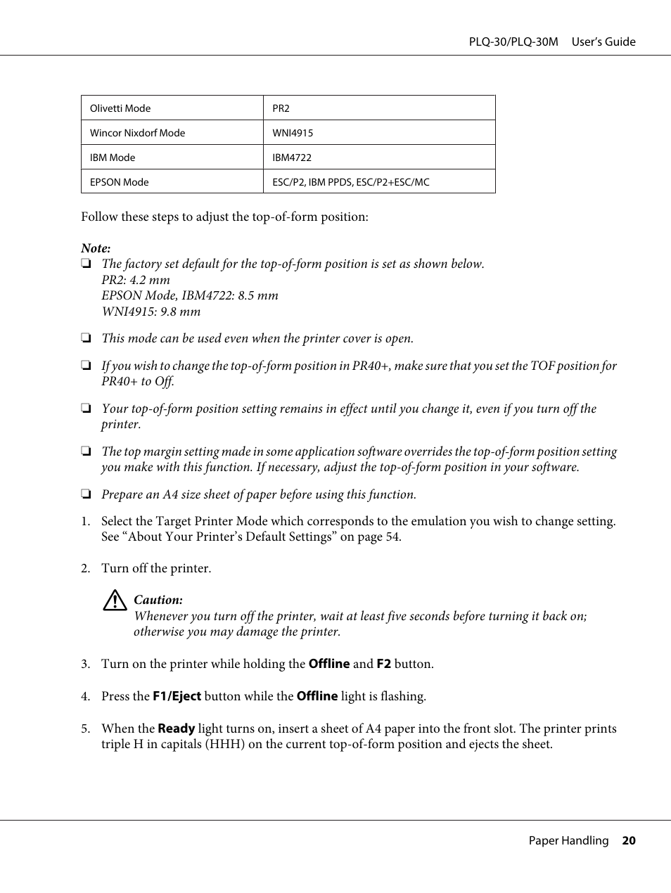 Epson PLQ-30 User Manual | Page 20 / 139