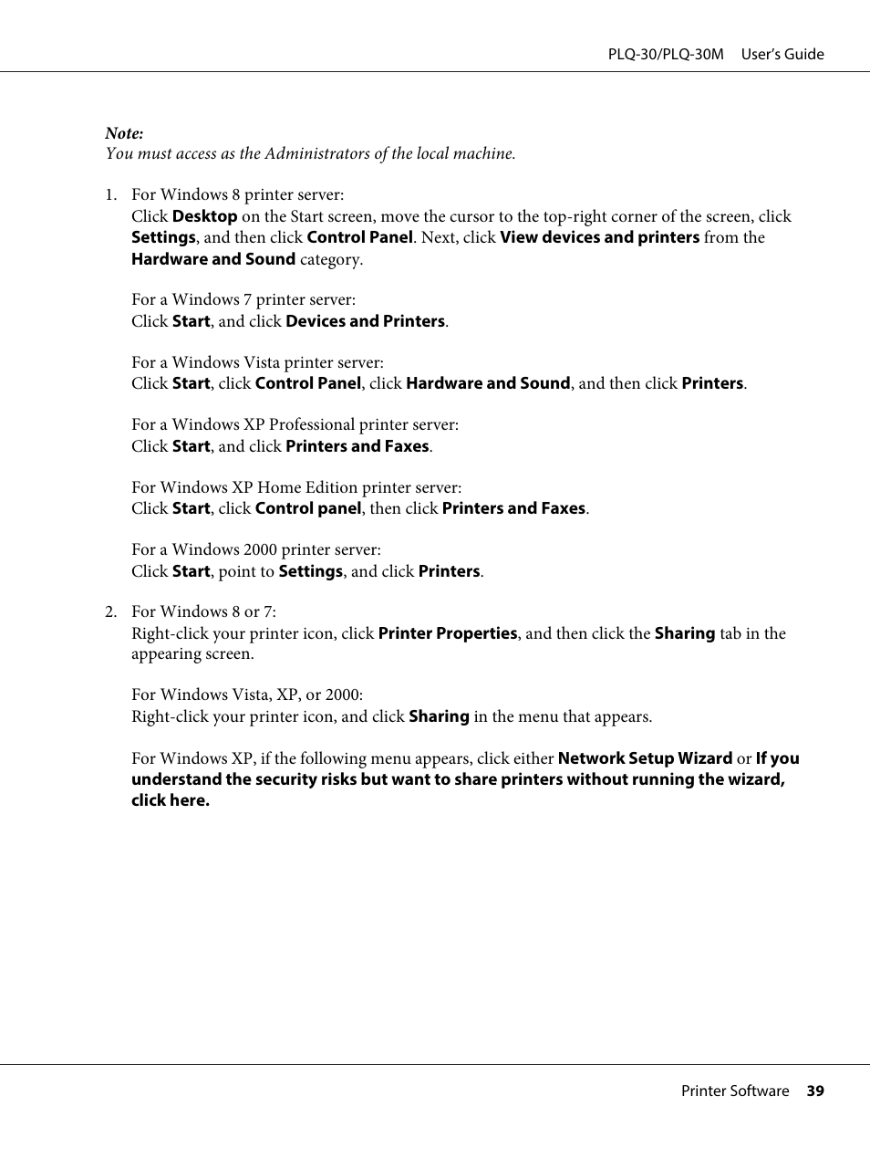 Epson PLQ-30 User Manual | Page 39 / 139