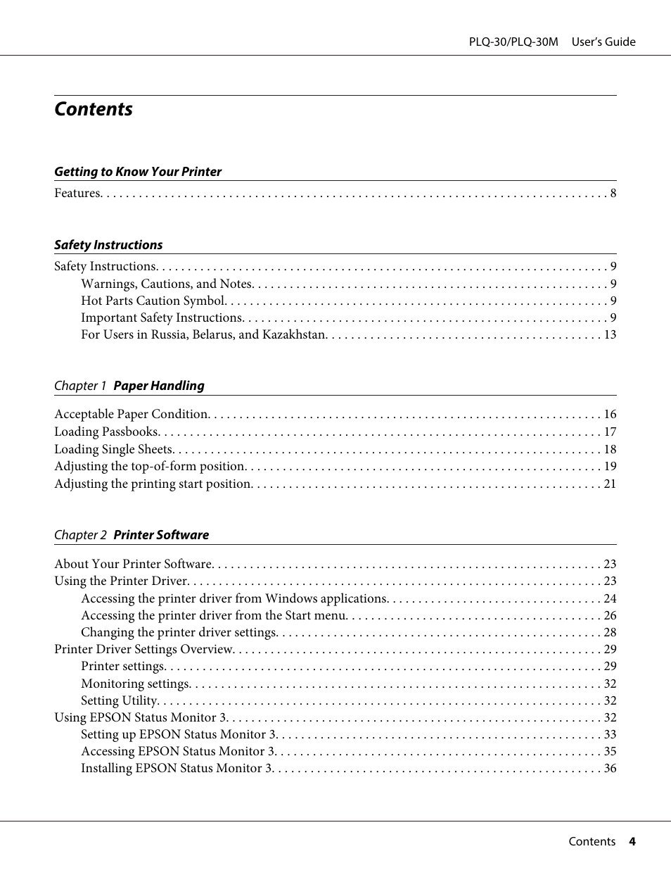 Epson PLQ-30 User Manual | Page 4 / 139