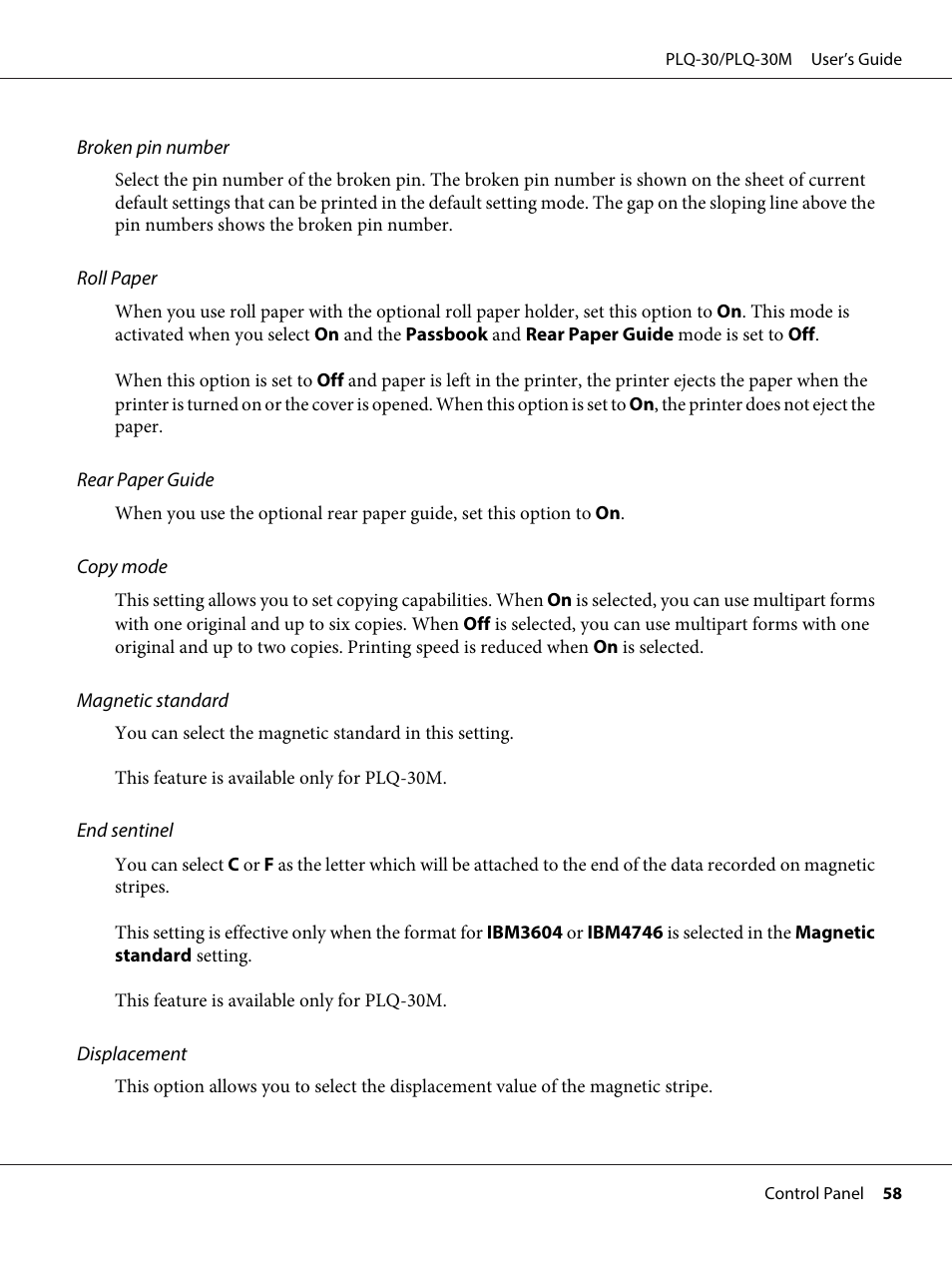 Epson PLQ-30 User Manual | Page 58 / 139