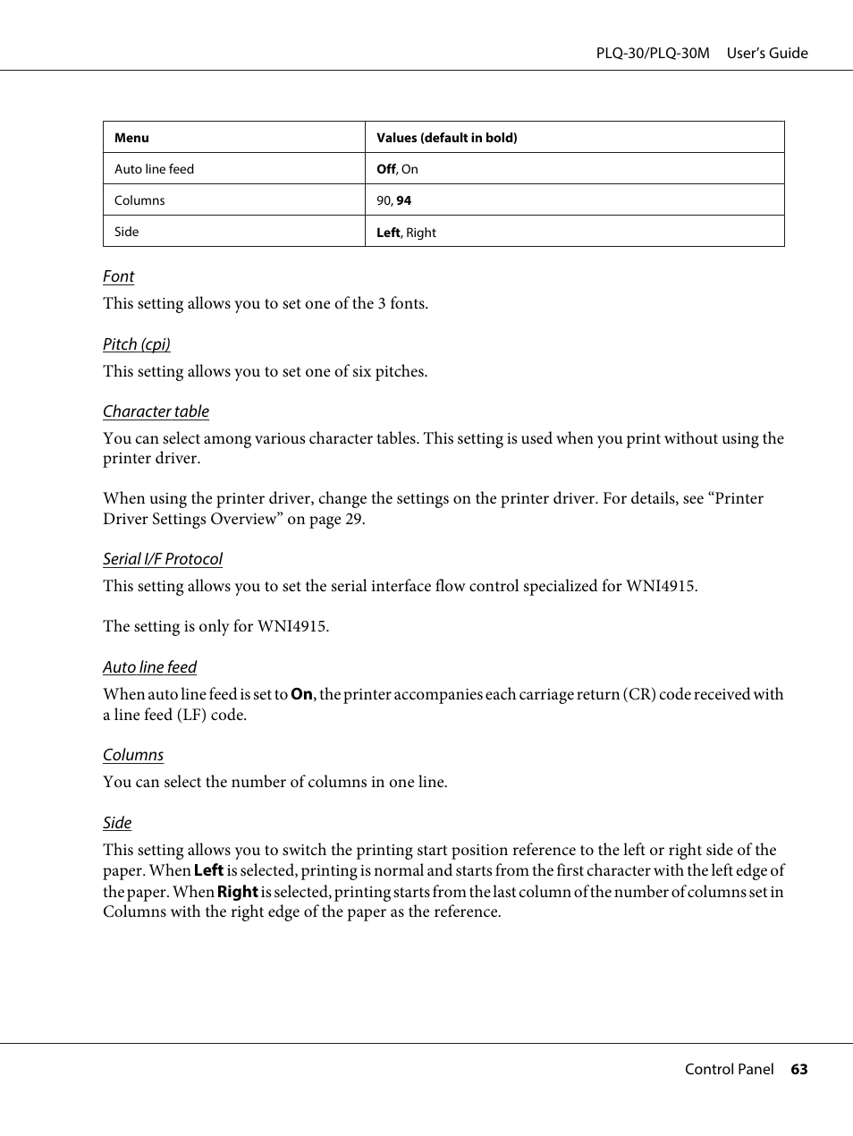 Epson PLQ-30 User Manual | Page 63 / 139