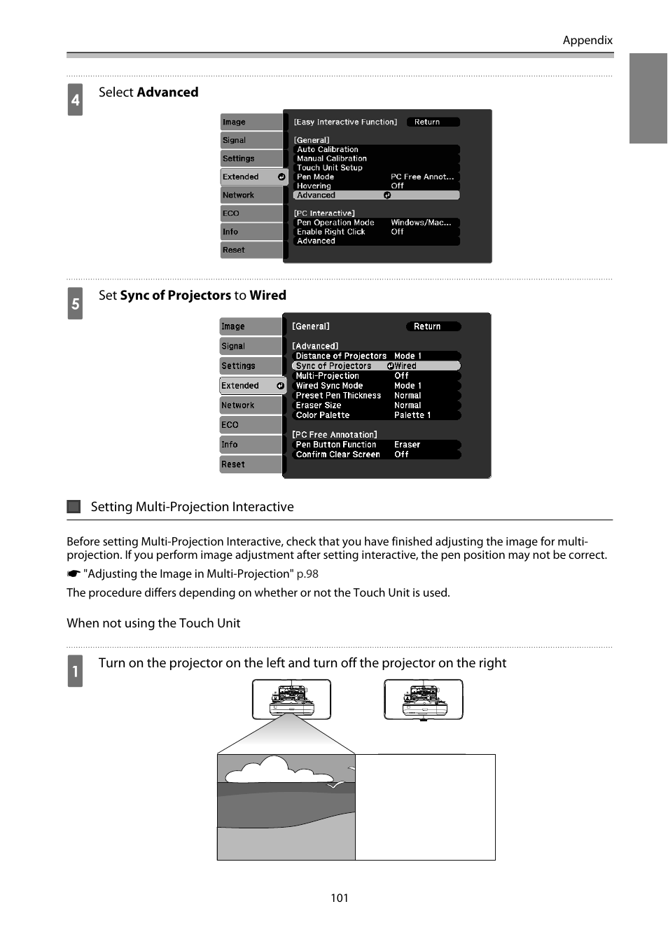 Setting multi-projection interactive, P.101 | Epson EB-1460Ui User Manual | Page 102 / 353