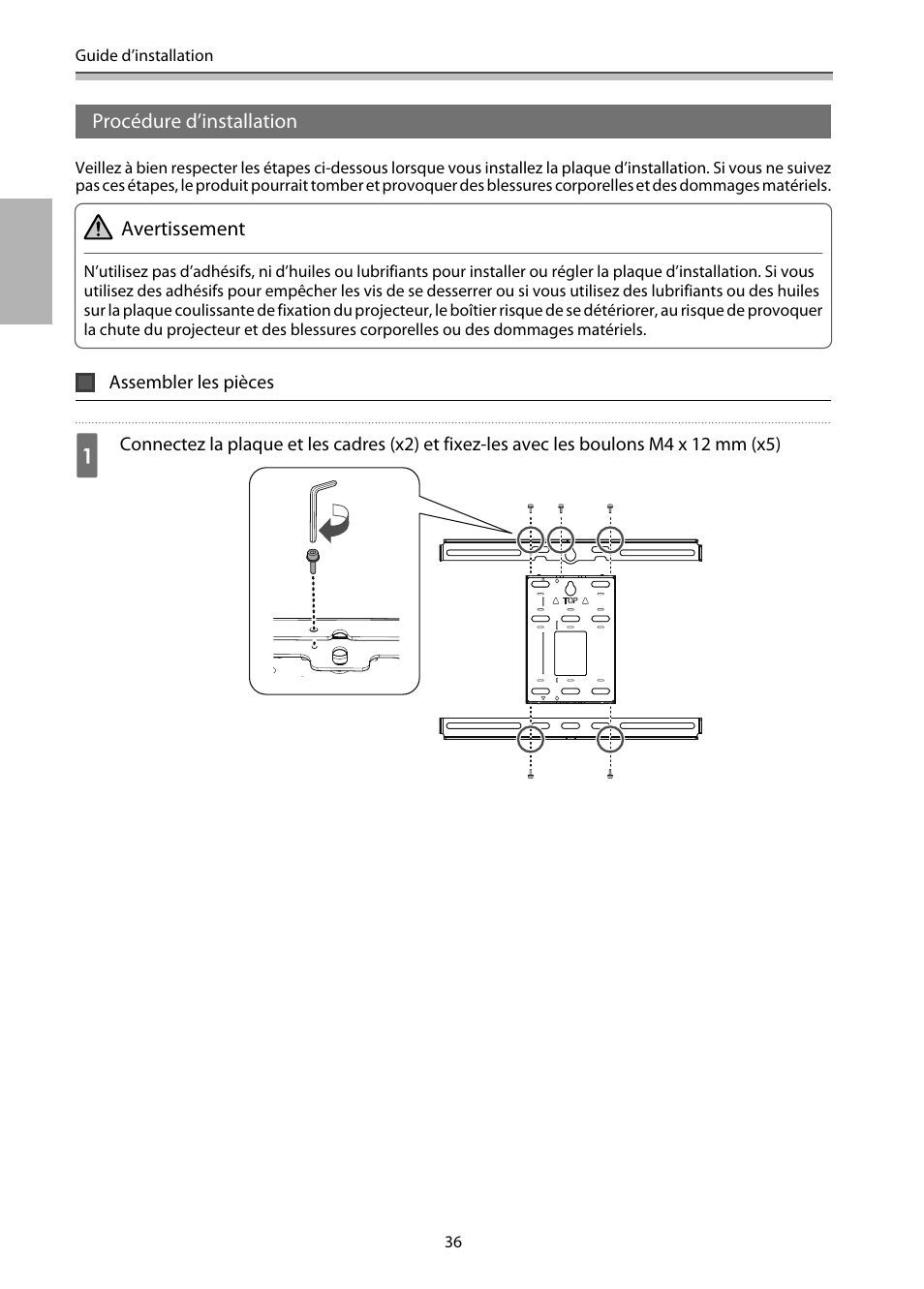 Procédure d’installation, Assembler les pièces | Epson EB-1460Ui User Manual | Page 153 / 353