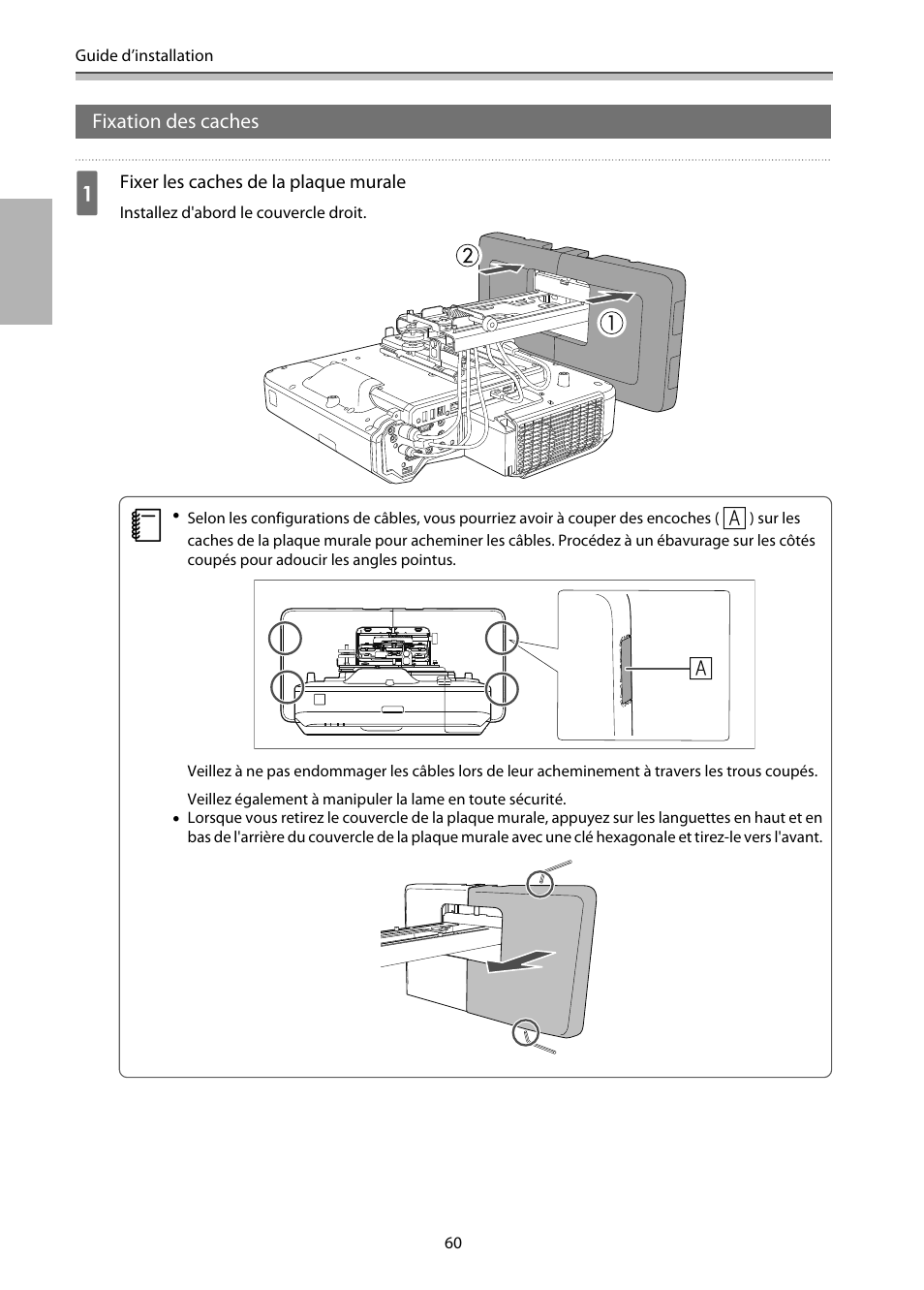 Fixation des caches | Epson EB-1460Ui User Manual | Page 177 / 353