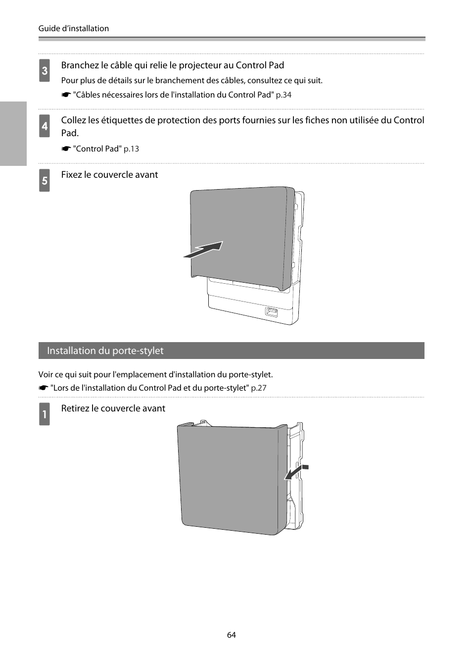 Installation du porte-stylet | Epson EB-1460Ui User Manual | Page 181 / 353
