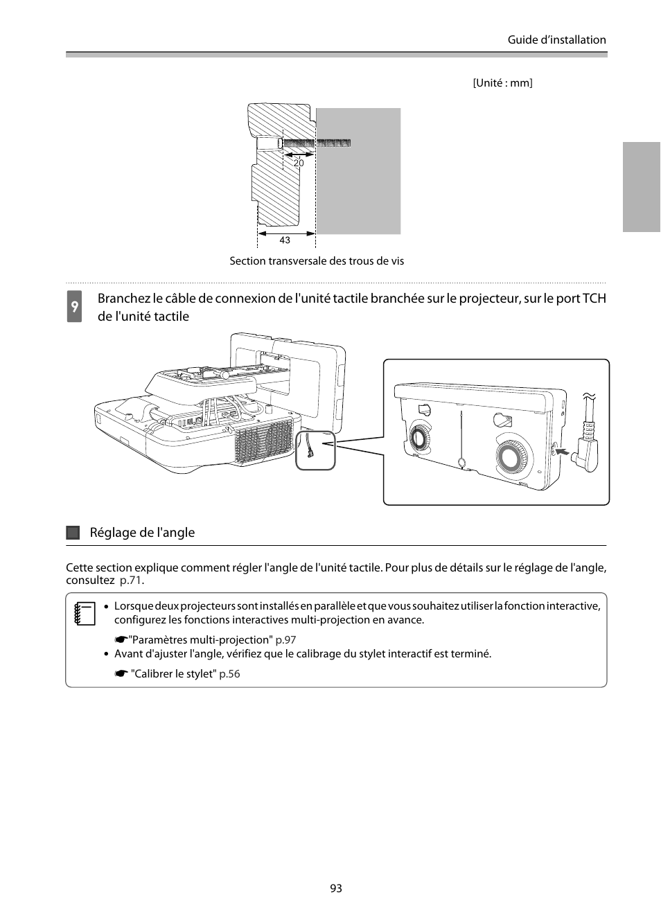 Réglage de l'angle, P.93 | Epson EB-1460Ui User Manual | Page 210 / 353