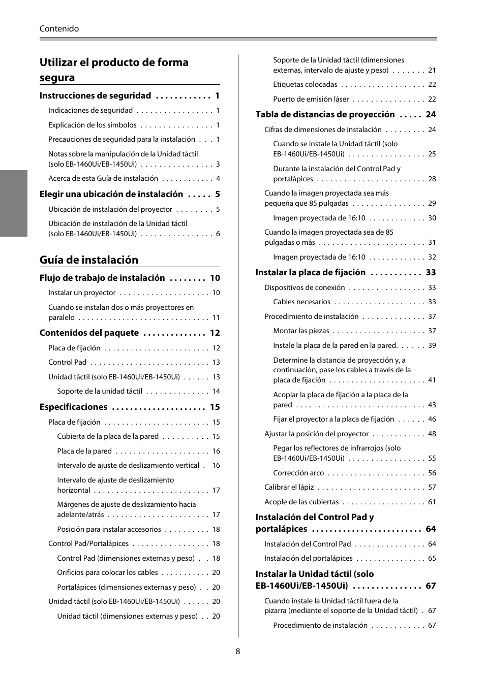Utilizar el producto de forma segura, Guía de instalación | Epson EB-1460Ui User Manual | Page 243 / 353