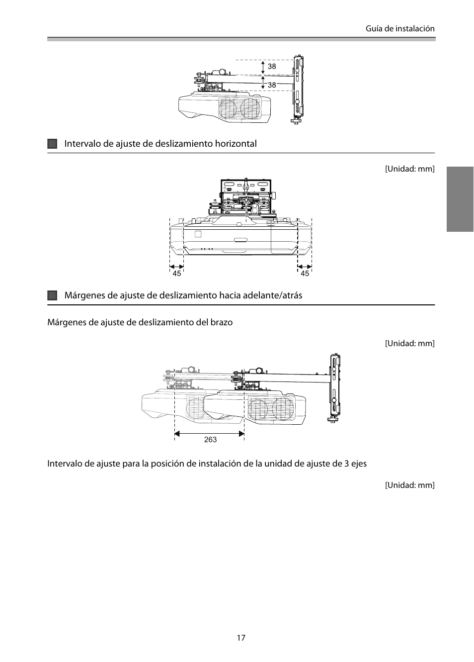 Intervalo de ajuste de deslizamiento horizontal | Epson EB-1460Ui User Manual | Page 252 / 353