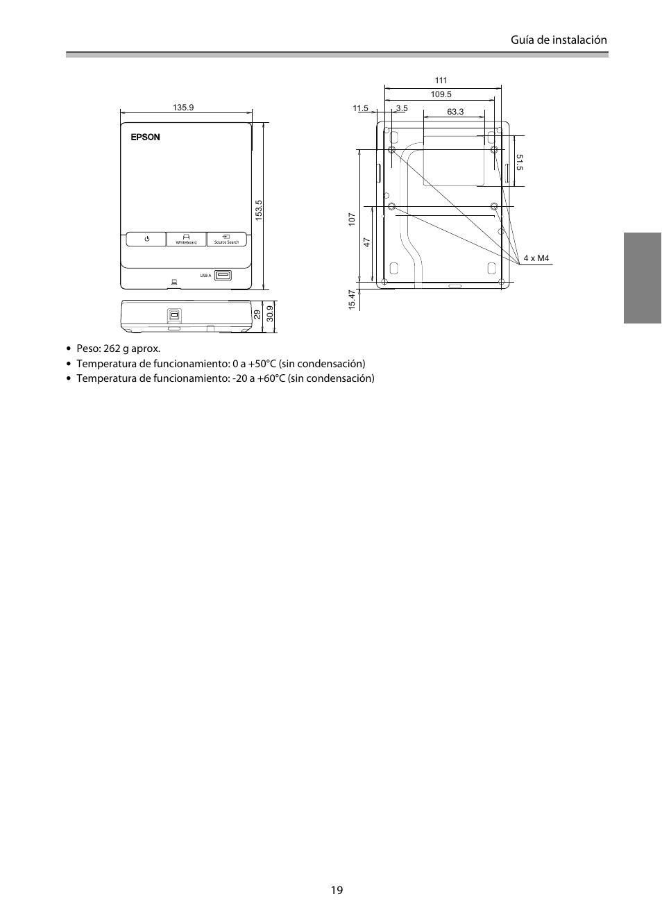 Guía de instalación 19 | Epson EB-1460Ui User Manual | Page 254 / 353